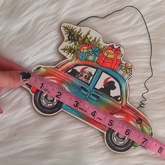 Wooden Rainbow Car Dogs Christmas Tree Labrador Collie Holiday Hanging Decor - Picture 9 of 10
